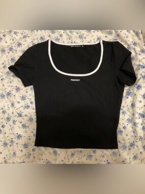Short Sleeve Black Tee with White Trim